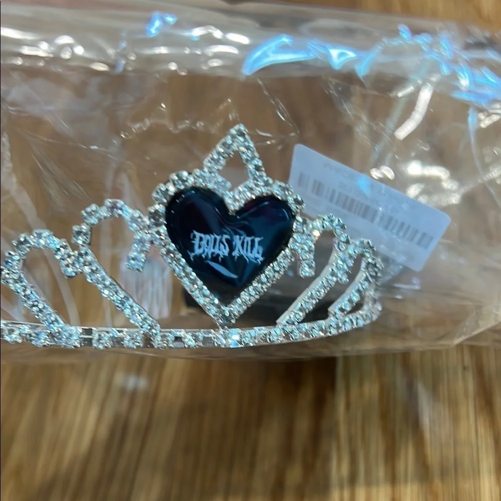 Dolls Kill 3 pack of black Heart silver crystal Tiara crowns new w tag bundle